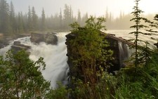 Landscape waterfall nature water trees mist grass plants Custom Gaming Mat Desk picture