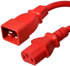 15 PACK LOT 3ft IEC C20 - C13 Red Power Cord 14AWG 15A/1875W 100-250V 1M picture
