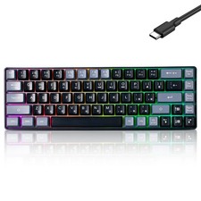 Wired 60 Percent Mechanical Gaming Keyboard RGB LED Backlit Black Grey picture