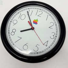 Vintage 1990s Apple Computer Logo Wall Clock Rainbow Logo Tasted OK picture