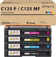 Lezzo High Yield Toner C125P C125MF 4PK Black Cyan Magenta Yellow Ricoh picture