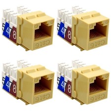 4 Pcs Cat6 RJ45 Network LAN Ethernet Keystone Jack 110 Punch Down Snap-In Ivory picture