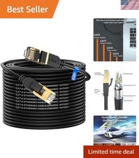 100FT Cat 8 LAN Cable - High Speed 40Gbps, UV Resistant for Outdoor & Indoor Use picture
