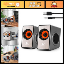 12W Mini Desktop Speakers with Volume Control, USB Powered AUX Speakers for PC/i picture