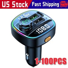 Bluetooth 5.0 Car Wireless FM Transmitter Adapter USB PD Charger AUX Hands LOT picture