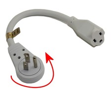 6inch Extension Cord with Flat 360 Degree Rotating Swivel Plug  White picture