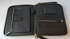 Stackers Tech Portfolio Black Vegan Leather Tablet iPad Organizer Bag NWT 7538 picture