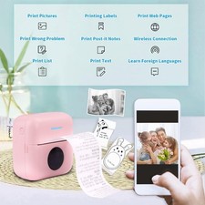 HuiJuKeJi Mini Sticker Printer Bluetooth Smart Pocket Inkless Thermal -  Pink picture