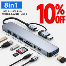 USB-C Hub 8-in-1 Multiport Adapter | USB 3.0, SD/TF, Audio, Type-C Data Hub picture