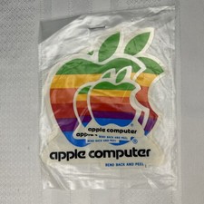 4 Vintage Original 1980s Apple Macintosh Computer Logo Rainbow Decal Stickers picture