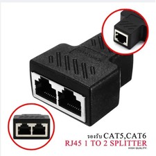 RJ45 Splitter Adapter 1 to 2 Ways Dual Female Port LAN Ethernet Cable 2pcs picture