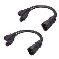 2 Pack IEC320 C14 to Dual Socket C15+C15 Y Splitter Power Adapter Cable，Dual ... picture