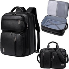 3-in-1 Vegan Leather Convertible Laptop Bag for Men Women, 15.6 Inch Waterpro... picture