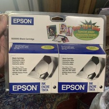 2 NEW Genuine Epson S020093-D1 Black Ink Cartridges Exp. 12/2005 Sealed Package picture