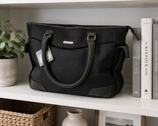 Nine West Large Tote Bag Laptop Zip Top Shoulder Carryall Travel Olive Green NWT picture