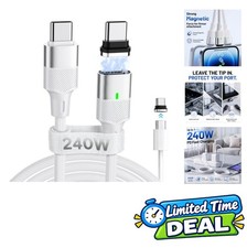 Magnetic USB-C to USB-C Cable 240W 40Gbps 8K Video 6 FT Detachable Tips Fast picture