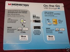 NEW NIP Monster Digital on-the-go USB storage - external drive for android / mac picture