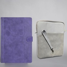 Universal Folding Tablet Case,Purple  And Gray Canvas Carrying Sleeve Bundle picture