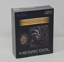 Super Flower MEGACOOL 140mm Case Fan, 12-Pole Motor, PWM, Black/Gray SF-PF141-BK picture