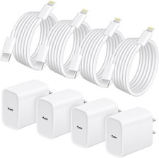 4 Pack White 20W Fast Charger i Phone Cube with 6 FT USB Type C Charger Cord picture