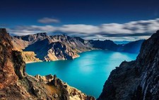 Landscape nature china mountains lake morning clouds Custom Gaming Mat Desk picture