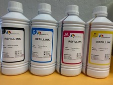 4x1000ml Black Cyan Magenta Yellow Refill ink for HP Canon Dell inkjet printer picture