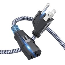 Power Cord, 15FT/4.5M AC Power Cable 18AWG Nylon Braided 3 Prong Power Cord Rep picture