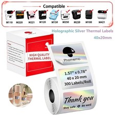 Phomemo Label Holographic Silver Thermal Labels 40x20mm for M220 M110 M100 M421 picture