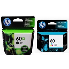 New Genuine HP 60XL Black 60 Color Ink Cartridge Photosmart C4635  C4680 - 2PK picture