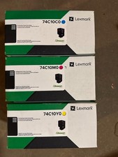 New  3 X Genuine Lexmark CS720 CS725 CX725 Color Toner 74C0C0 74C10M0 74C10Y0 picture