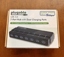 Plugable USB 3.0 7-Port Hub Dual Charging USB3-HUB7-81X Complete Open Box picture