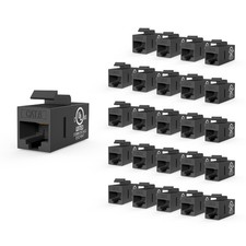 VCE UL Listed CAT6 Keystone Coupler PoE, Black, 25-Pack picture