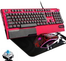 Mechanical Gaming Keyboard Mouse Multimedia Knob Sandblast Metal Panel 104 Keys picture