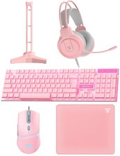 FANTECH P51S 5-in-1 Gaming Bundle: RGB Keyboard Mouse Headset Stand Pad, Pink picture
