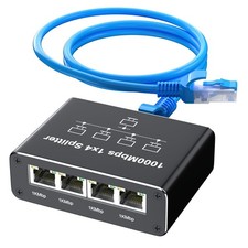 Ethernet Splitter 1 to 4 Gigabit RJ45 with 4.92ft Cat6 Cable USB Power picture