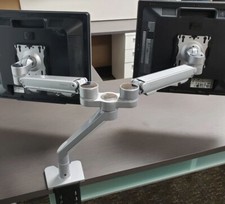 Workrite Willow Dual Clamp-On Adjustable, Articulating Monitor Arm, Silver picture