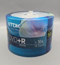 TDK DVD +r 1-16x4.7gb/go Sealed Discs 50 Pack picture