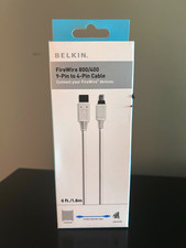 Belkin FireWire 800/400 9-Pin to 4-Pin Cable 6ft 1.8m Gold-Plated White picture