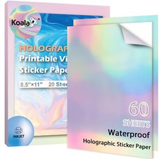 60 Koala Holographic Sticker Paper for Printer - Printable Vinyl Glossy Adhesive picture