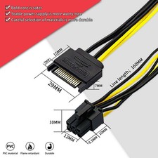 15pin SATA Power To 6pin Pcie Pci E Pci Express Adapter Cable Compatible Durable picture
