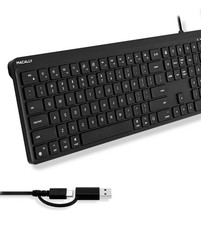 Macally Mac Wired Keyboard USB C + A (Dual Plug) - Full 107 Keys, 22 Shortcuts picture