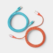 10ft USB-A to Lightning Braided Cable - 2pk - heyday - Turquoise Poppy picture