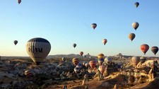 Landscape hot air balloons turkey cappadocia rock Custom Gaming Mat Desk picture