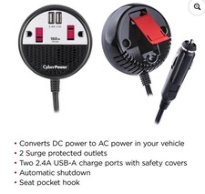 CyberPower 160W Power Inverter - (CPS160PPB2U) - 2 AC Outlets & 2 USB Ports NEW picture