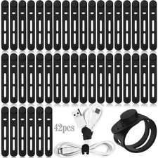 42 Pcs Silicone Cable Ties Reusable Cord Organizer Adjustable Data Cable Wraps picture