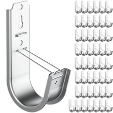 50 Pack 2 Inch Cable Support J Hook Wall Mount J Hook with Retainer Clip, Gal... picture