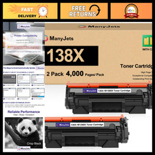2 Pack Compatible Black Toner Cartridges with Chip, 138X W1380X, High Yield picture