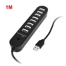 Black Rectangle 50cm Cable 8 Ports USB 2.0 Hub Splitter Adapter picture
