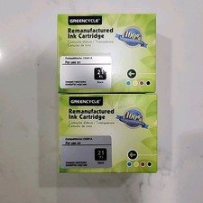Greencycle Ink Cartridge 21 XL BLACK Two Pack Brand New. picture