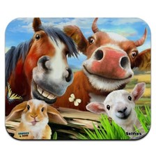 Funny Farm Selfie Cow Horse Rabbit Sheep Low Profile Thin Mouse Pad Mousepad picture